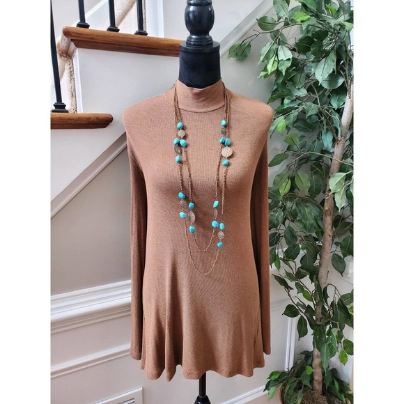 LNA Women's Brown Rayon Backless Long Sleeve Pullover Knit Sweater Size 1X - Picture 1 of 9